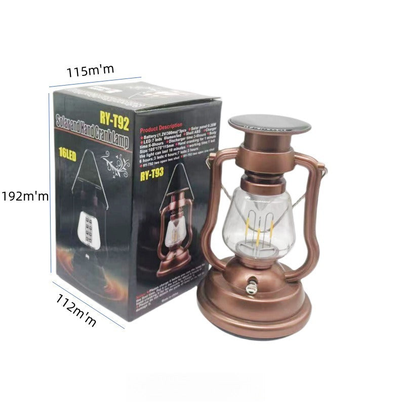 Hand-crank Charging Solar Camping Lantern, Antique-Style Horse Lamp, Outdoor Tent Light, Portable Handheld Camping Lamp, Vintage Horse Lantern