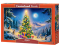 500 Piece Jigsaw Puzzle, Christmas Eve, Glowing Christmas Tree & Bunnies in Snow, Cozy Holiday Vibes, Adult Puzzle, Castorland B-54244