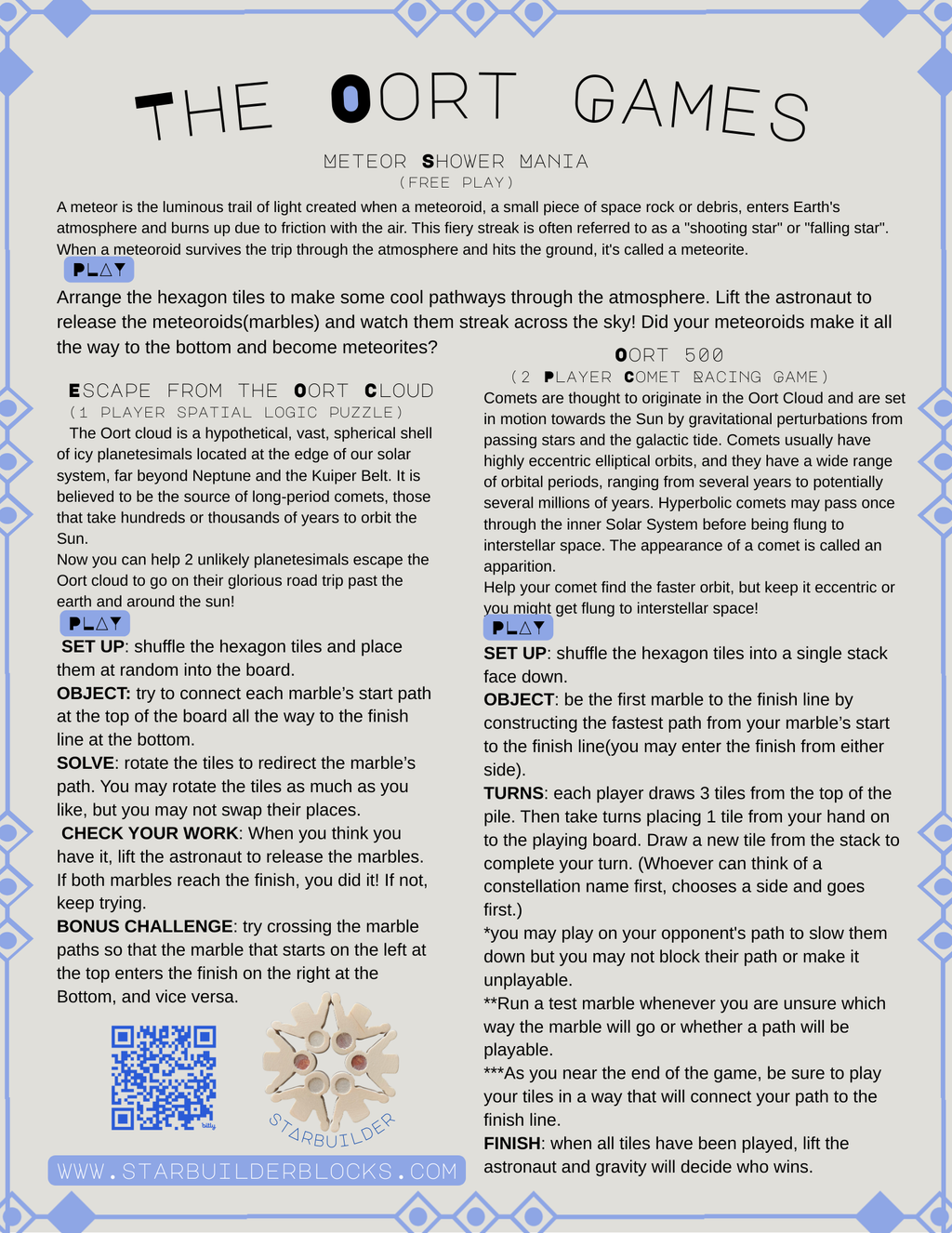 The Oort Cloud: A Marble Run Puzzle Game