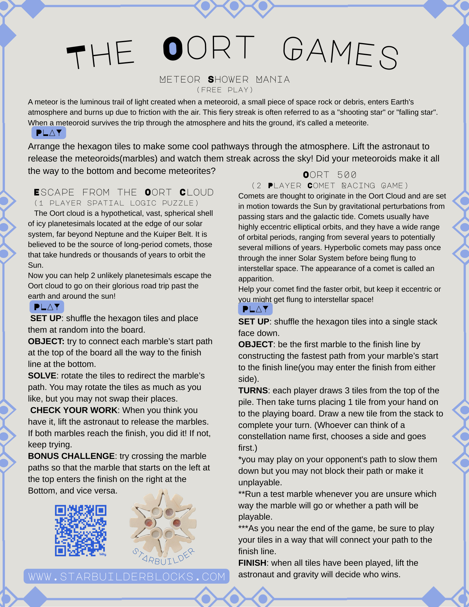 The Oort Cloud: A Marble Run Puzzle Game