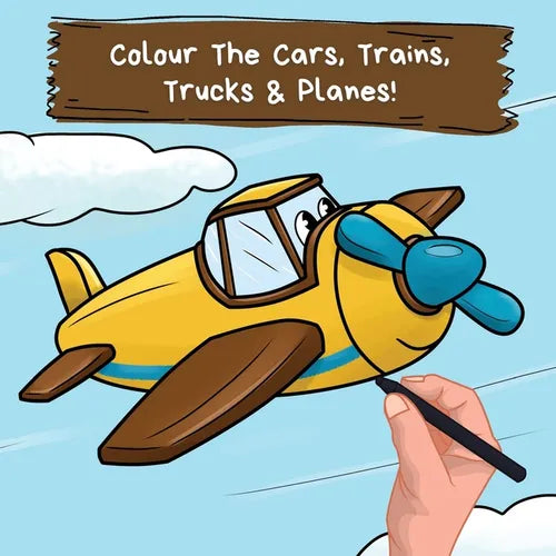 Colour the Cars, Trains, Trucks & Planes: A Fun Colouring Book For 2-6 Year Olds - Paperback