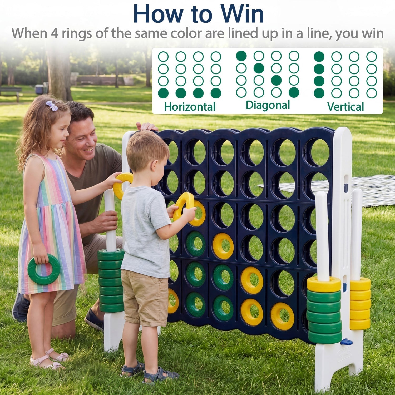 Jumbo 4-in-a-Row Game Set 3.5ft Tall Outdoor Lawn Game