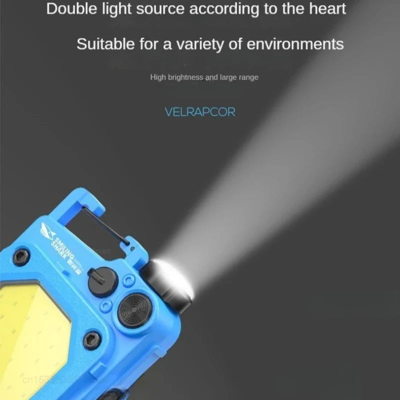 SMILING SHARK Flashlight Magnetic Clothe Clip Running Light | Outdoor Strong LED Camping Lantern with Power Indicator
