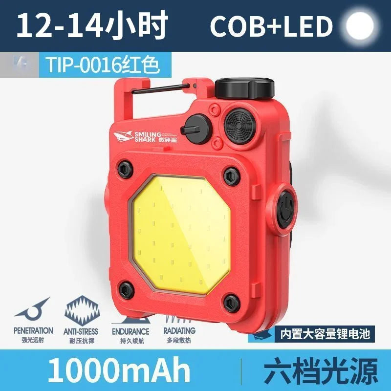 SMILING SHARK Flashlight Magnetic Clothe Clip Running Light | Outdoor Strong LED Camping Lantern with Power Indicator