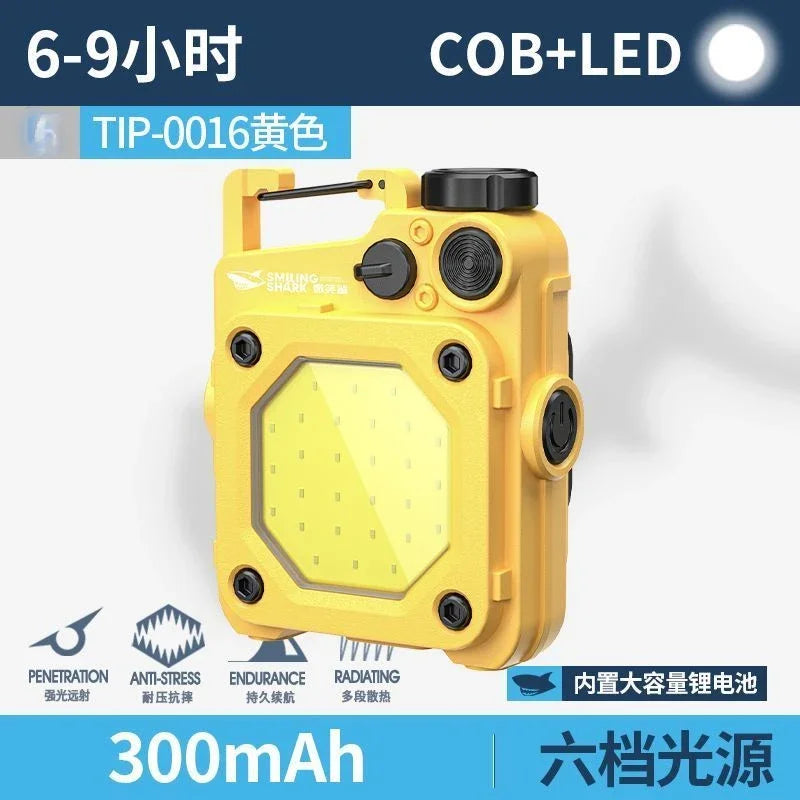 SMILING SHARK Flashlight Magnetic Clothe Clip Running Light | Outdoor Strong LED Camping Lantern with Power Indicator