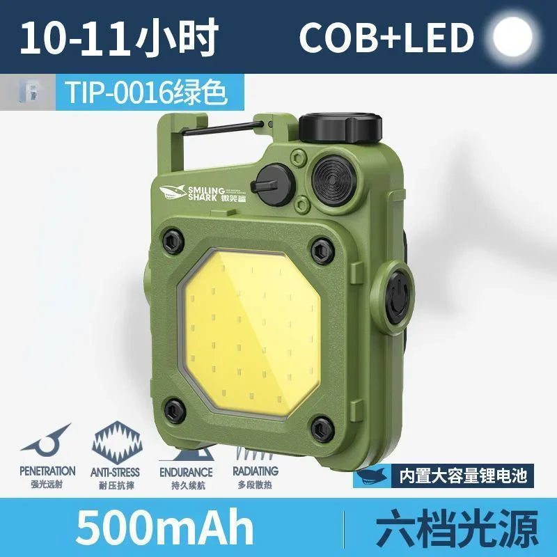 SMILING SHARK Flashlight Magnetic Clothe Clip Running Light | Outdoor Strong LED Camping Lantern with Power Indicator