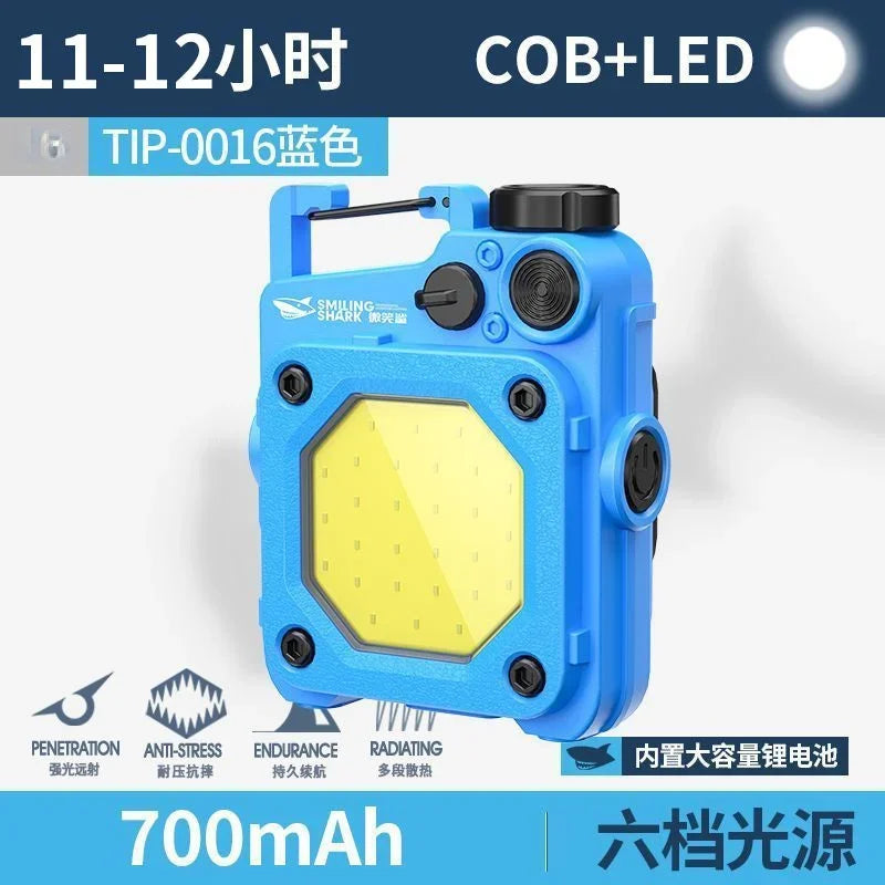 SMILING SHARK Flashlight Magnetic Clothe Clip Running Light | Outdoor Strong LED Camping Lantern with Power Indicator