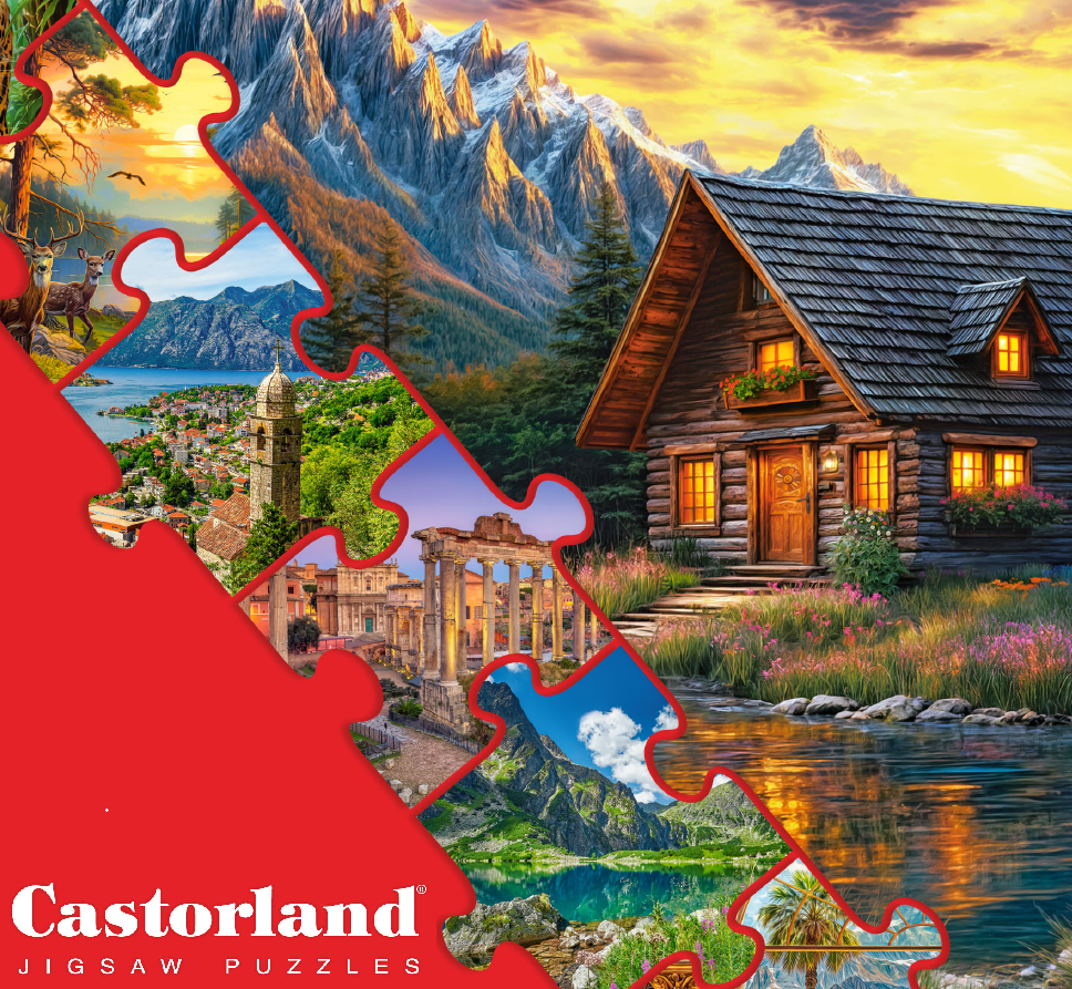500 Piece Jigsaw Puzzle, Christmas Eve, Glowing Christmas Tree & Bunnies in Snow, Cozy Holiday Vibes, Adult Puzzle, Castorland B-54244